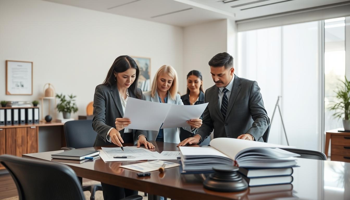 Family reviewing legal documents